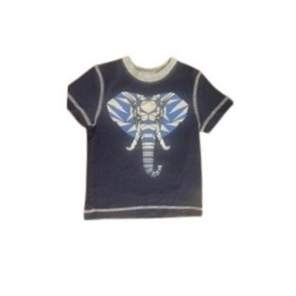 Hanna Andersson Other - Hanna Anderson Navy Blue Geo Elephant Graphic Tee Contrast Stitch Short Sleeve